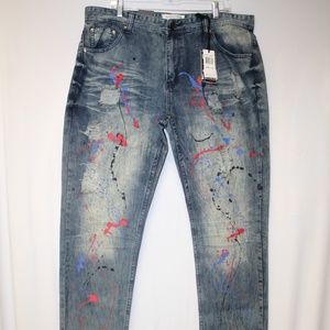 Bleecker & Mercer Slim  Taper Paint Splash Denim Jeans.  Sz. 40/32
